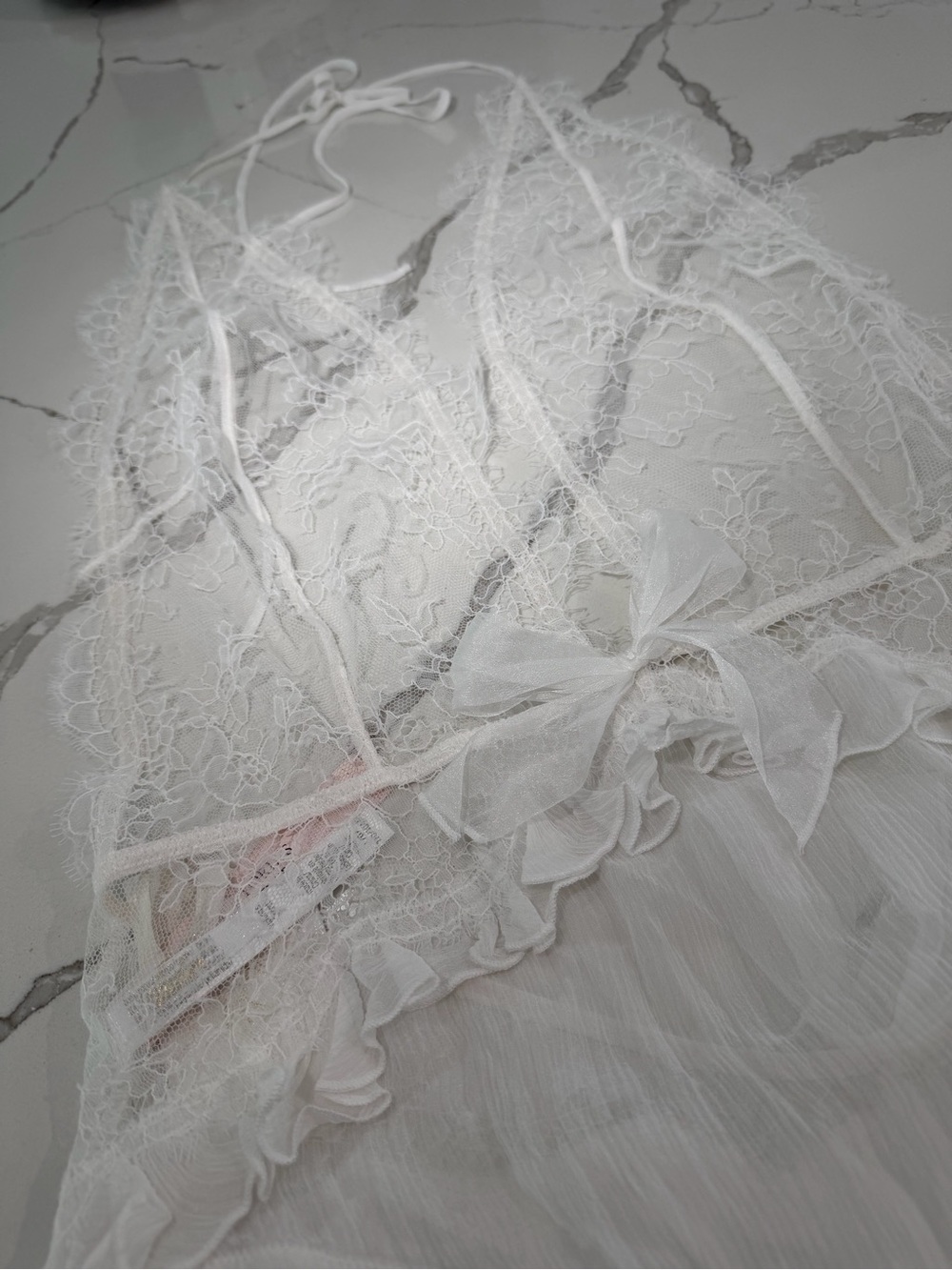 NWT Very Sexy Atelier Victoria's Secret Lace & silk Plunge Teddy white size L - Picture 4 of 11